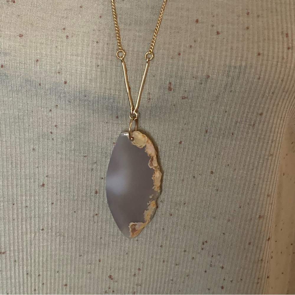 Agate Pendant on Gold Chain Necklace